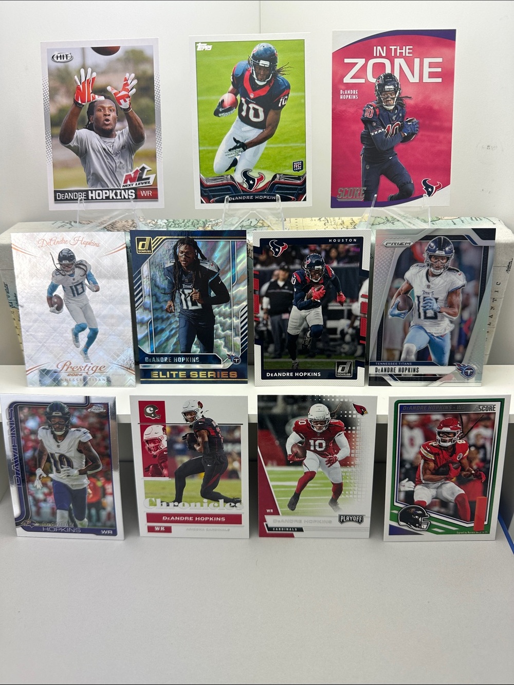 2 Deandre Hopkins rookie cards lot of 11 (Texans, Cardinals, Titans, KC, Ravens)